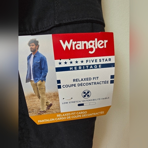 WRANGLER RELAXED FIT CARGO PANTS Black Cotton 36 X 30 - Picture 3 of 4